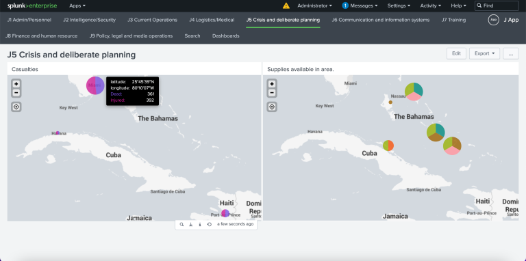 J5 crisis management tool dashboard screenshot