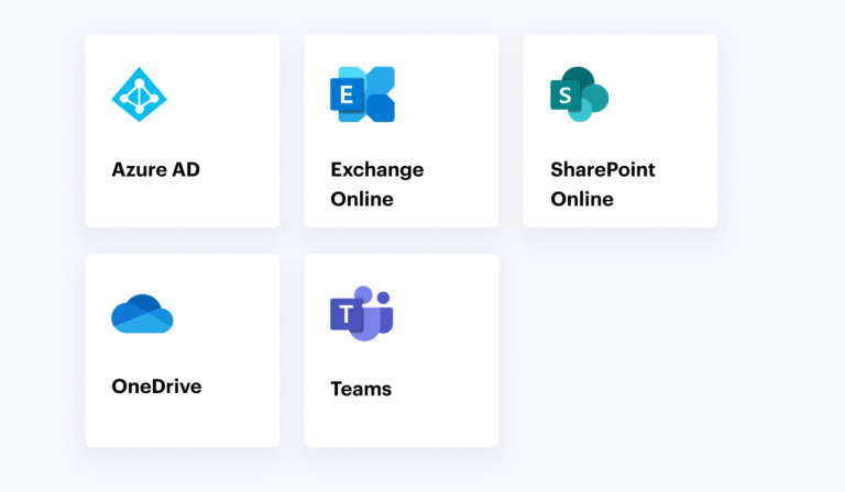 Grid of Microsoft 365 apps to use with Varonis SaaS