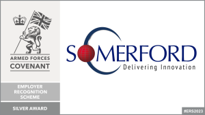 Armed Forces Covenant employee recognition scheme silver award with Somerford Associates logo
